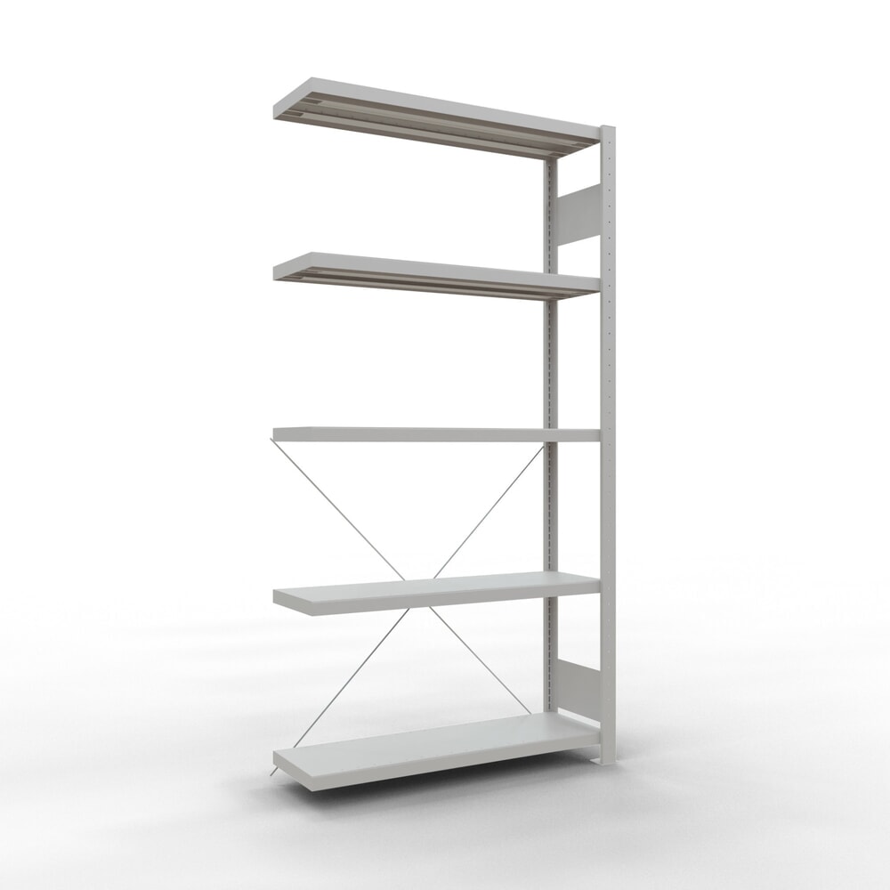 Illustration du produit: Rayonnage à tablettes SCHULTE, système à emboîter, travée auxiliaire, charge par tablette 330 kg, gris clair, HxlxP 2000 x 1000 x 300 mm
