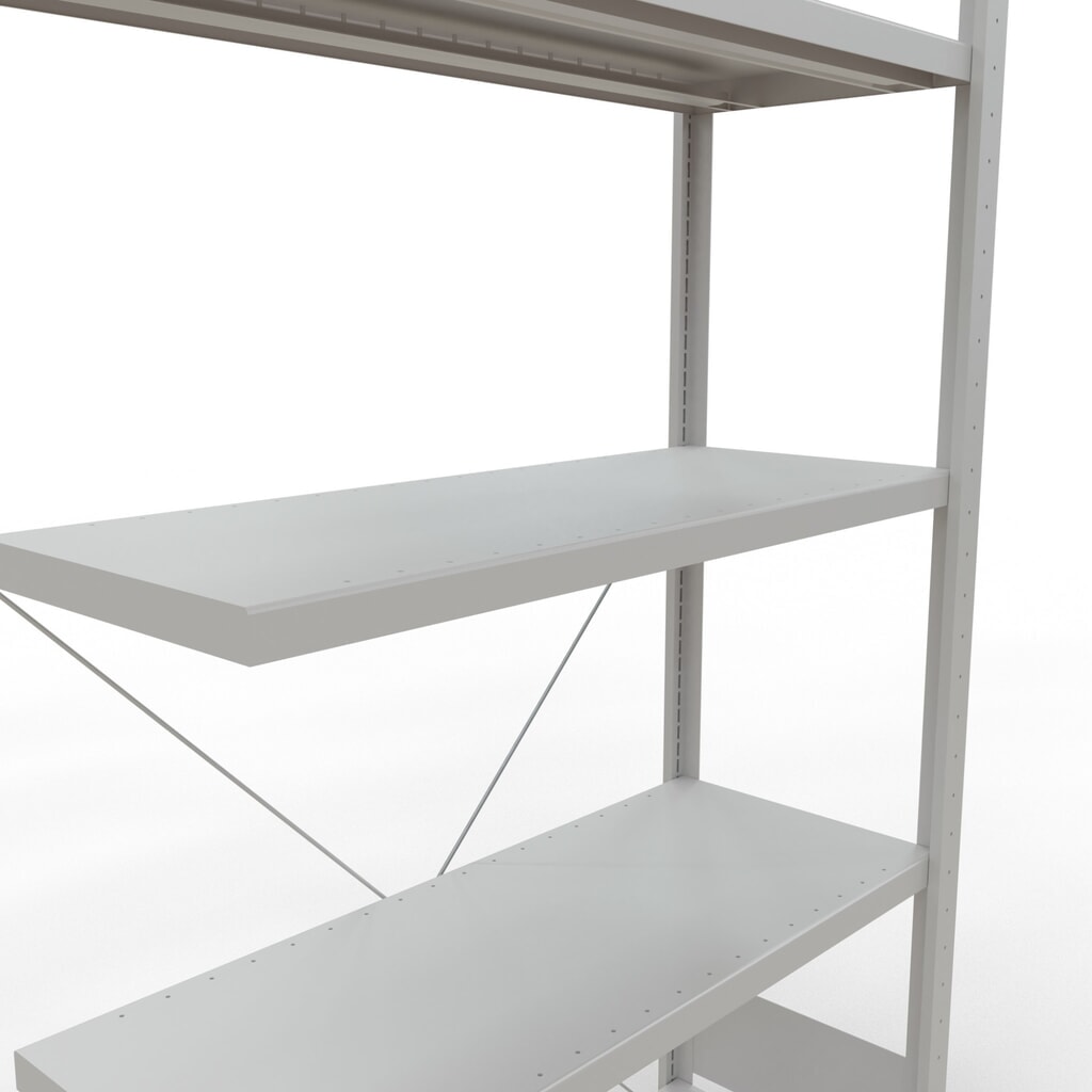 N° de l'image du produit 5 : Rayonnage à tablettes SCHULTE, système à emboîter, travée auxiliaire, charge par tablette 330 kg, gris clair, HxlxP 2000 x 1000 x 400 mm