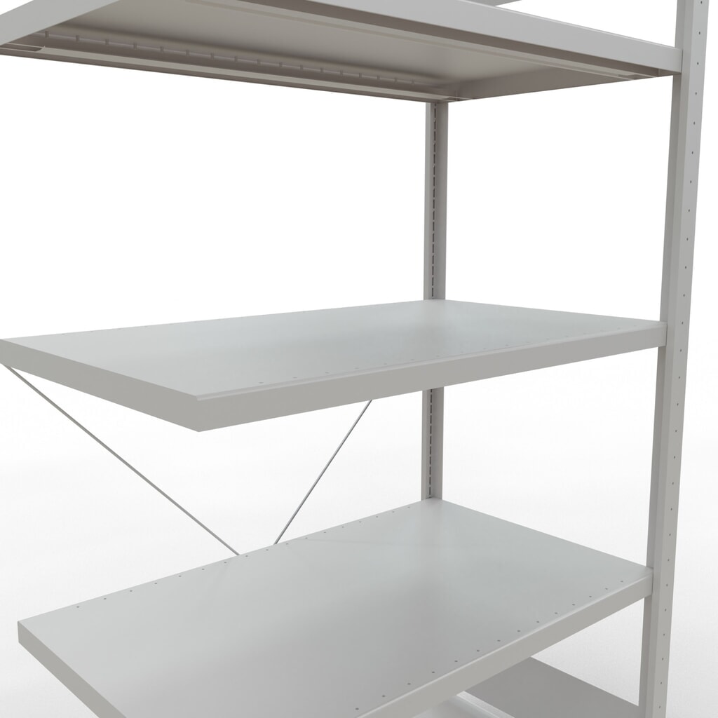 N° de l'image du produit 5 : Rayonnage à tablettes SCHULTE, système à emboîter, travée auxiliaire, charge par tablette 330 kg, gris clair, HxlxP 2000 x 1000 x 600 mm