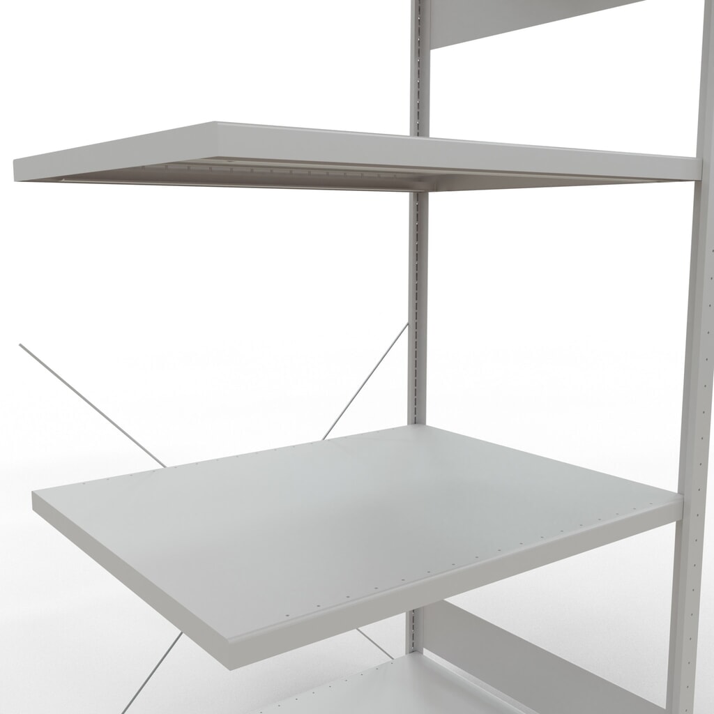N° de l'image du produit 5 : Rayonnage à tablettes SCHULTE, système à emboîter, travée auxiliaire, charge par tablette 330 kg, gris clair, HxlxP 2000 x 1000 x 800 mm