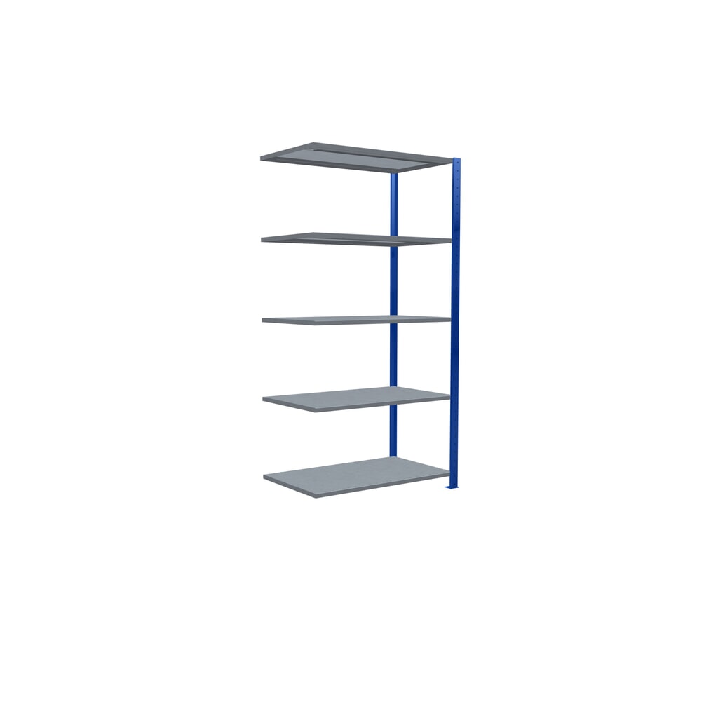 N° de l'image du produit 2 : Rayonnage à tablettes SCHULTE, montage par enfichage, travée auxiliaire, charge par tablette 330 kg, bleu gentiane/galvanisé, H x l x P 2000 x 1000 x 600 mm