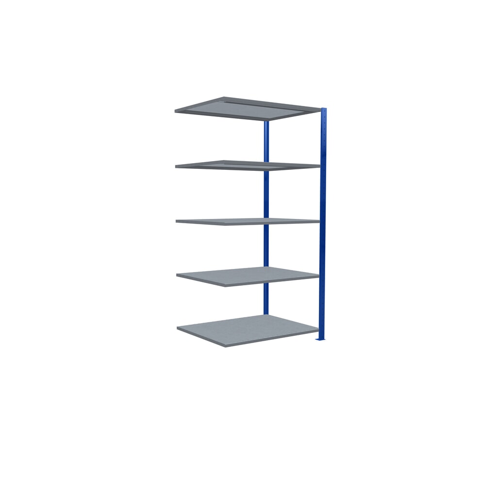N° de l'image du produit 2 : Rayonnage à tablettes SCHULTE, montage par enfichage, travée auxiliaire, charge par tablette 330 kg, bleu gentiane/galvanisé, H x l x P 2000 x 1000 x 800 mm