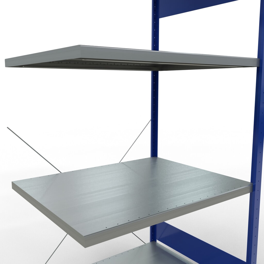 N° de l'image du produit 5 : Rayonnage à tablettes SCHULTE, montage par enfichage, travée auxiliaire, charge par tablette 330 kg, bleu gentiane/galvanisé, H x l x P 2000 x 1000 x 800 mm