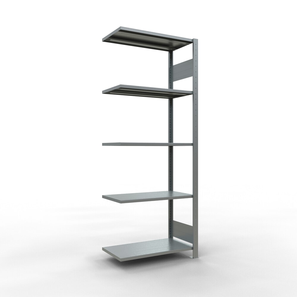 Illustration du produit: Rayonnage à tablettes SCHULTE, système à emboîter, travée auxiliaire, CT 150 kg, galvanisé, HxlxP 2 000 x 750 x 400 mm
