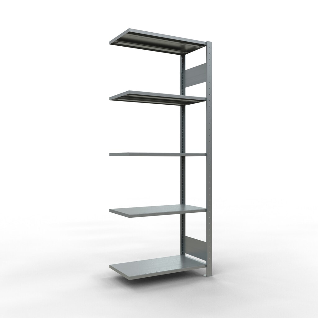 Illustration du produit: Rayonnage à tablettes SCHULTE, système à emboîter, travée auxiliaire, CT 150 kg, galvanisé, HxlxP 2 000 x 750 x 400 mm