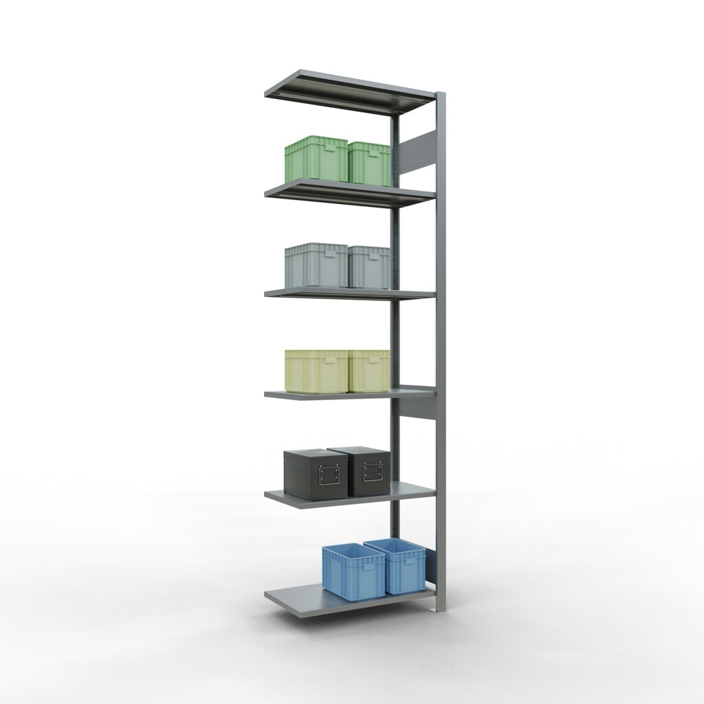N° de l'image du produit 2 : Rayonnage à tablettes SCHULTE, système à emboîter, travée auxiliaire, CT 150 kg, galvanisé, HxlxP 2 500 x 750 x 400 mm