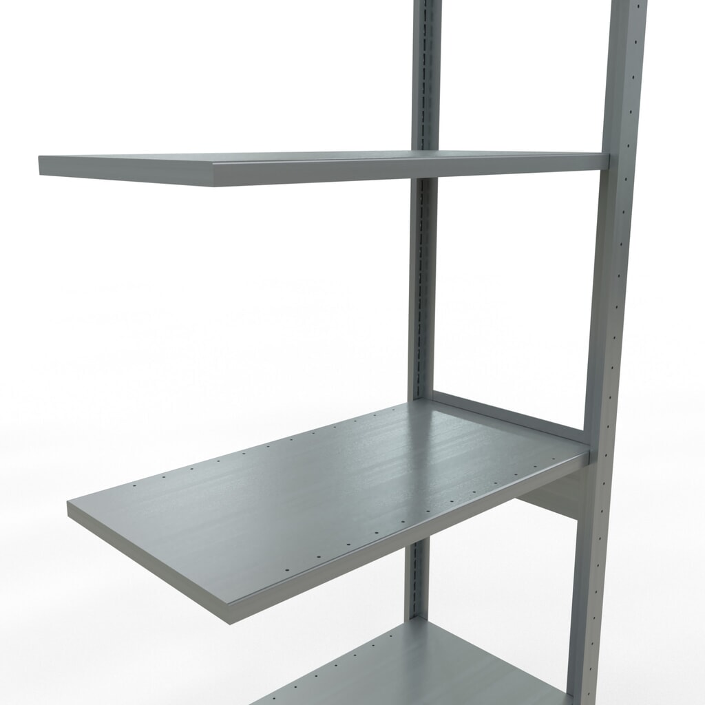 Rayonnage à tablettes SCHULTE, système à emboîter, travée auxiliaire, CT 150 kg, galvanisé, HxlxP 2 500 x 750 x 400 mm N° de l'image du produit 4 : Rayonnage à tablettes SCHULTE, système à emboîter, travée auxiliaire, CT 150 kg, galvanisé, HxlxP 2 500 x 750 x 400 mm