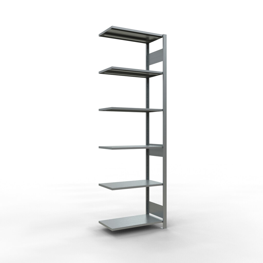 Illustration du produit: Rayonnage à tablettes SCHULTE, système à emboîter, travée auxiliaire, CT 150 kg, galvanisé, HxlxP 2 500 x 750 x 400 mm