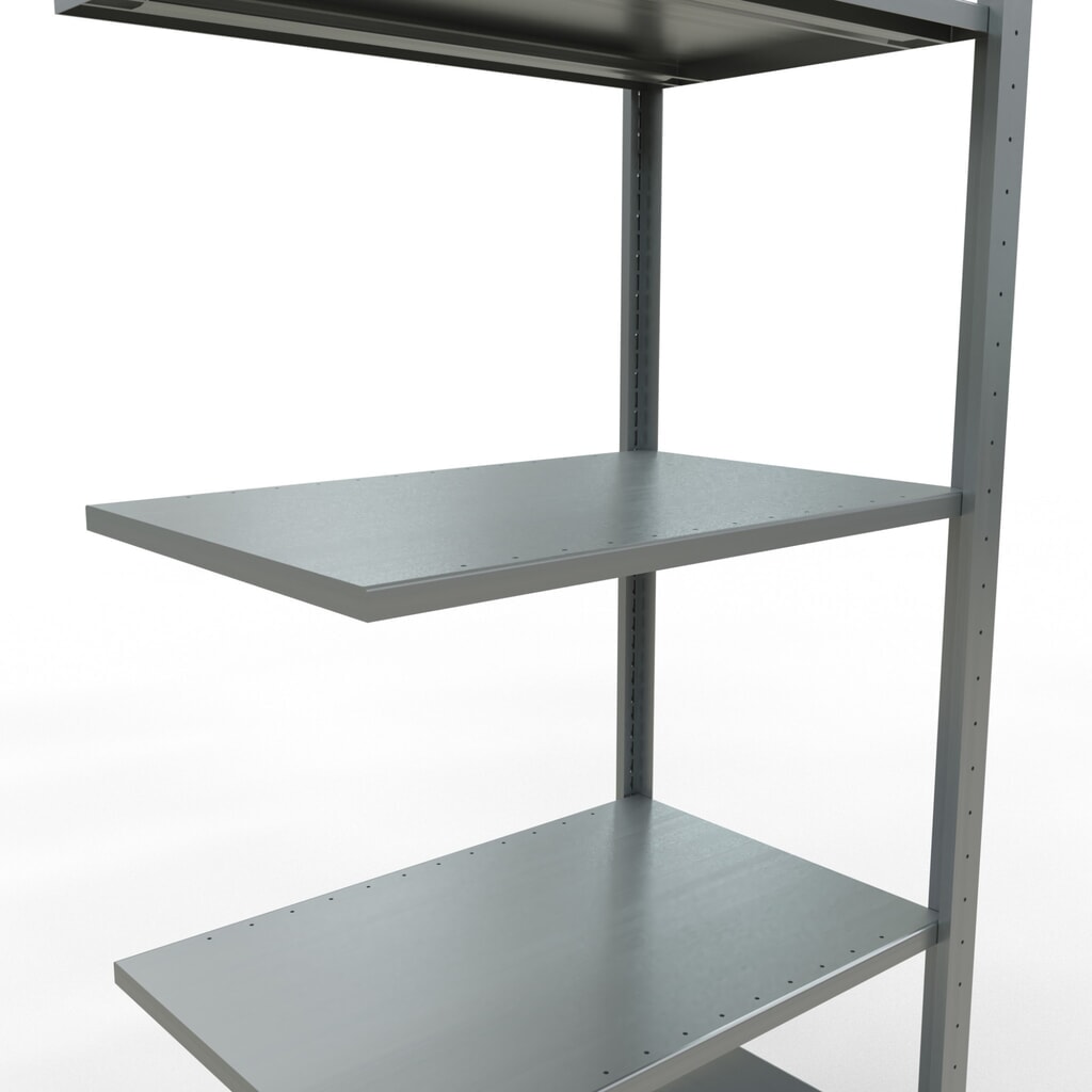 N° de l'image du produit 4 : Rayonnage à tablettes SCHULTE, système à emboîter, travée auxiliaire, CT 150 kg, gris clair, HxlxP 2 000 x 750 x 500 mm