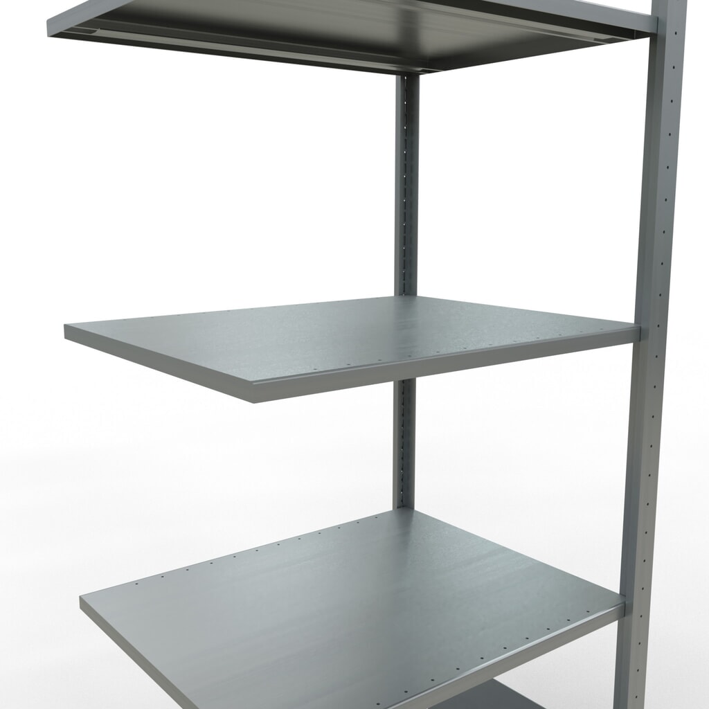 N° de l'image du produit 4 : Rayonnage à tablettes SCHULTE, système à emboîter, travée auxiliaire, CT 150 kg, galvanisé, HxlxP 2 000 x 750 x 600 mm
