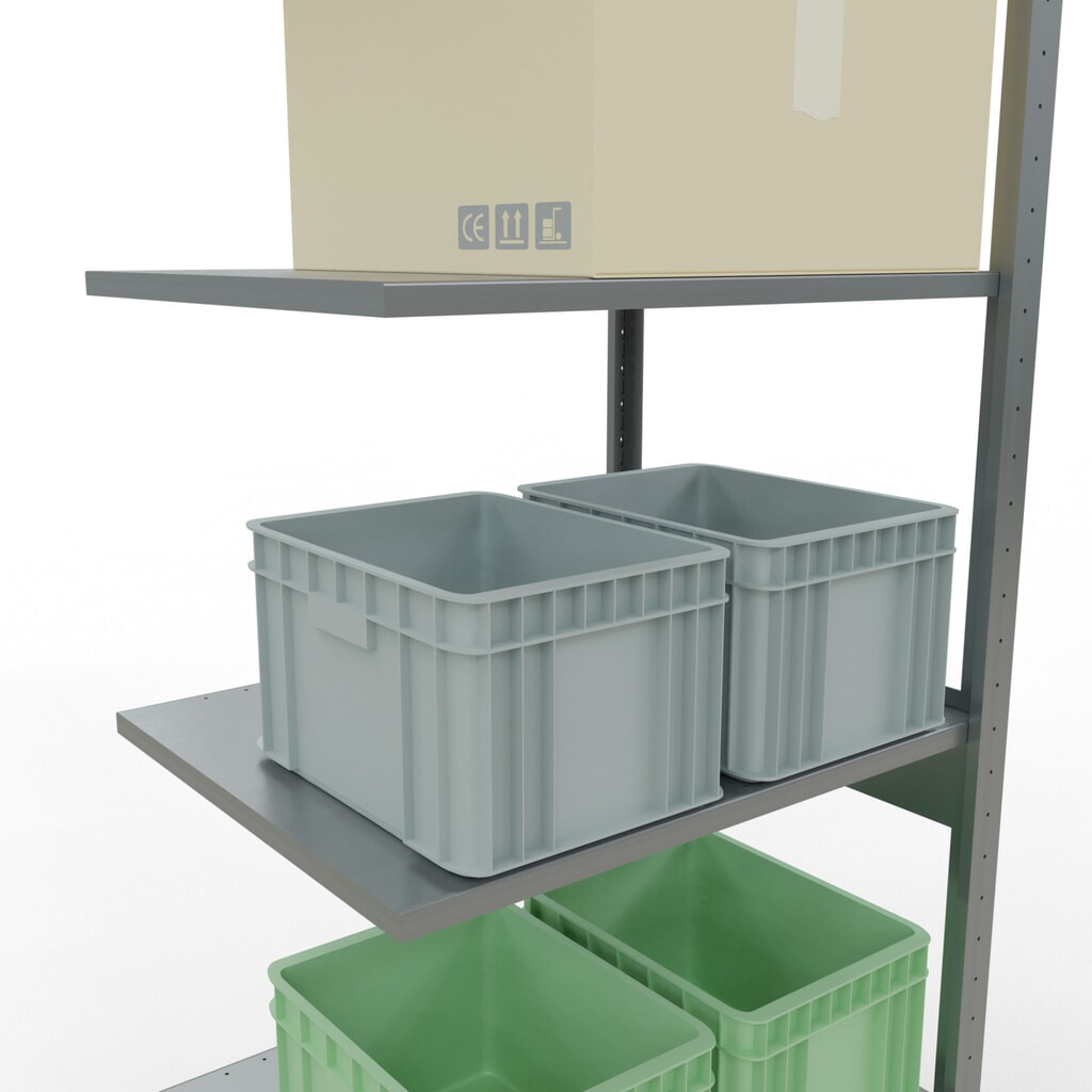 Rayonnage à tablettes SCHULTE, système à emboîter, travée auxiliaire, CT 150 kg, galvanisé, HxlxP 2 500 x 750 x 600 mm N° de l'image du produit 3 : Rayonnage à tablettes SCHULTE, système à emboîter, travée auxiliaire, CT 150 kg, galvanisé, HxlxP 2 500 x 750 x 600 mm