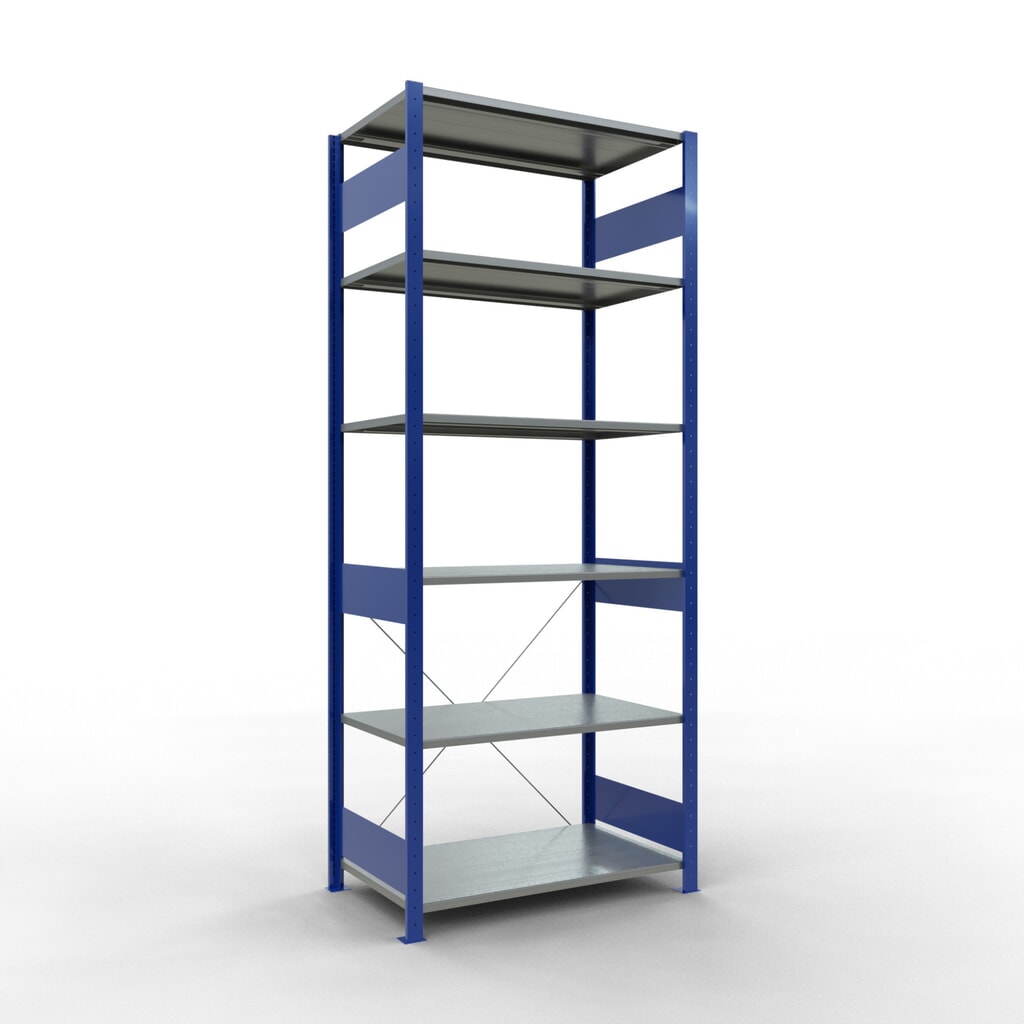 Illustration du produit: SCHULTE Rayonnage à tablettes, bleu gentiane / galvanisé, charge par tablette 150 kg, HxlxP 2 500 x 1 060 x 636 mm