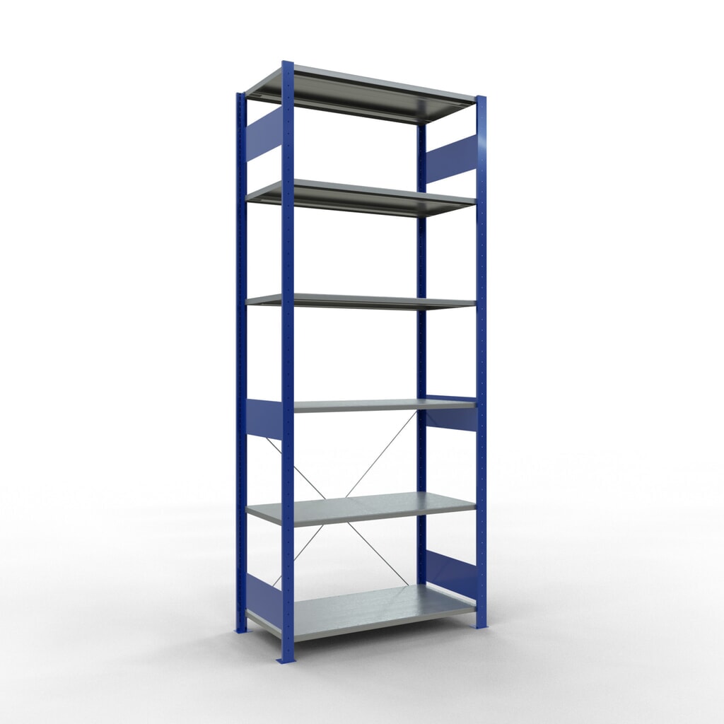 SCHULTE Rayonnage à tablettes, bleu gentiane / galvanisé, charge par tablette 150 kg, HxlxP 2 500 x 1 060 x 536 mm Illustration du produit: SCHULTE Rayonnage à tablettes, bleu gentiane / galvanisé, charge par tablette 150 kg, HxlxP 2 500 x 1 060 x 536 mm