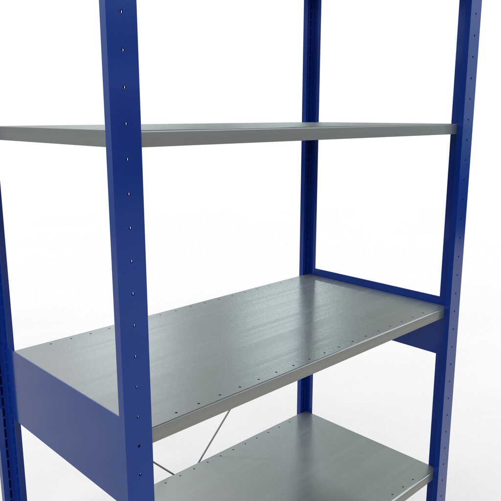 SCHULTE Rayonnage à tablettes, bleu gentiane / galvanisé, charge par tablette 150 kg, HxlxP 2 500 x 1 060 x 536 mm N° de l'image du produit 2 : SCHULTE Rayonnage à tablettes, bleu gentiane / galvanisé, charge par tablette 150 kg, HxlxP 2 500 x 1 060 x 536 mm