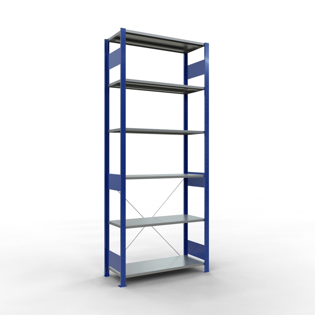 SCHULTE Rayonnage à tablettes, bleu gentiane / galvanisé, charge par tablette 150 kg, HxlxP 2 500 x 1 060 x 436 mm Illustration du produit: SCHULTE Rayonnage à tablettes, bleu gentiane / galvanisé, charge par tablette 150 kg, HxlxP 2 500 x 1 060 x 436 mm