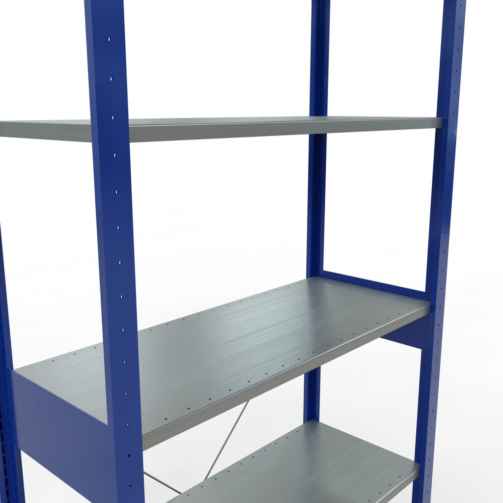SCHULTE Rayonnage à tablettes, bleu gentiane / galvanisé, charge par tablette 150 kg, HxlxP 2 500 x 1 060 x 436 mm N° de l'image du produit 2 : SCHULTE Rayonnage à tablettes, bleu gentiane / galvanisé, charge par tablette 150 kg, HxlxP 2 500 x 1 060 x 436 mm
