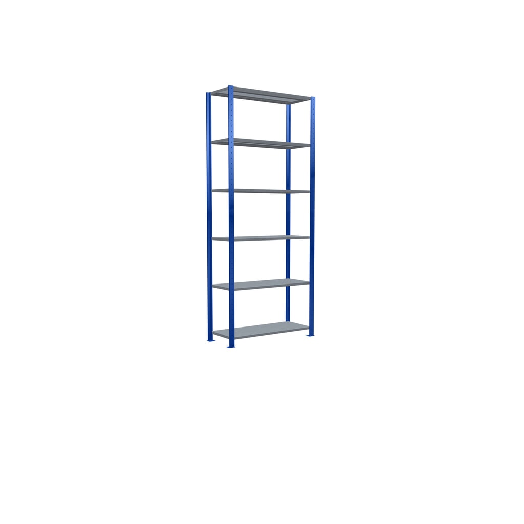 SCHULTE Rayonnage à tablettes, bleu gentiane / galvanisé, charge par tablette 150 kg, HxlxP 2 500 x 1 060 x 436 mm N° de l'image du produit 5 : SCHULTE Rayonnage à tablettes, bleu gentiane / galvanisé, charge par tablette 150 kg, HxlxP 2 500 x 1 060 x 436 mm