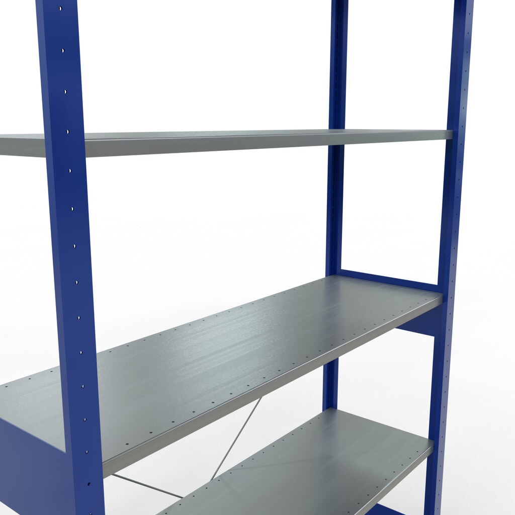 N° de l'image du produit 5 : SCHULTE Rayonnage à tablettes, bleu gentiane / galvanisé, charge par tablette 150 kg, HxlxP 2 500 x 1 360 x 436 mm