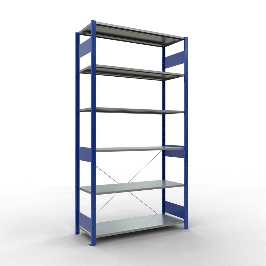SCHULTE Rayonnage à tablettes, bleu gentiane / galvanisé, charge par tablette 150 kg, HxlxP 2 500 x 1 360 x 536 mm Illustration du produit: SCHULTE Rayonnage à tablettes, bleu gentiane / galvanisé, charge par tablette 150 kg, HxlxP 2 500 x 1 360 x 536 mm