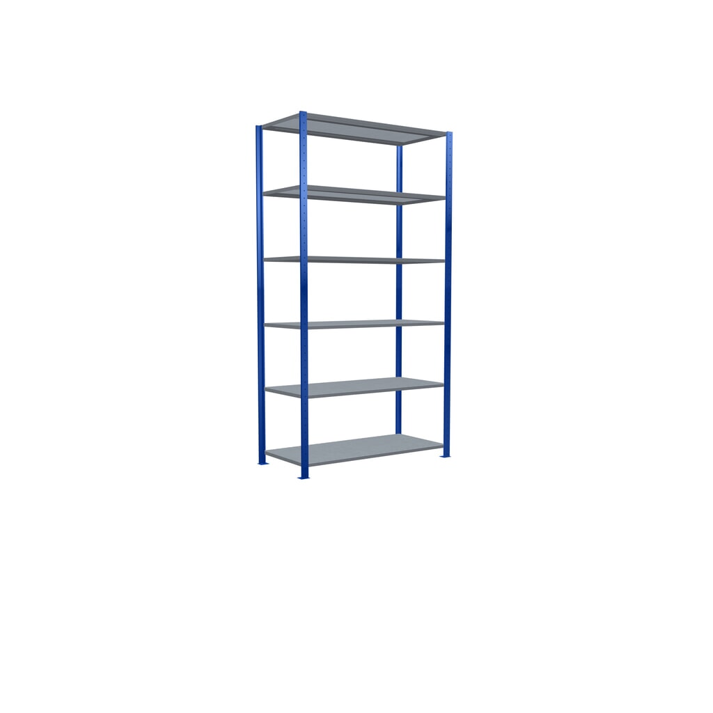 N° de l'image du produit 2 : SCHULTE Rayonnage à tablettes, bleu gentiane / galvanisé, charge par tablette 150 kg, HxlxP 2 500 x 1 360 x 636 mm