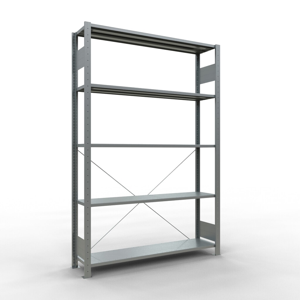 Illustration du produit: SCHULTE Rayonnage à tablettes galvanisé avec 5 tablettes en tôle d’acier, charge par tablette 150 kg, HxlxP 2 000 x 1 360 x 336 mm