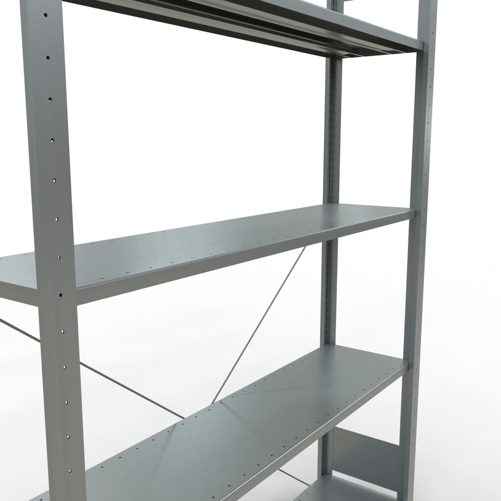 N° de l'image du produit 2 : SCHULTE Rayonnage à tablettes galvanisé avec 5 tablettes en tôle d’acier, charge par tablette 150 kg, HxlxP 2 000 x 1 360 x 336 mm
