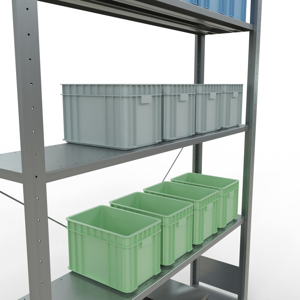 N° de l'image du produit 3 : SCHULTE Rayonnage à tablettes galvanisé avec 5 tablettes en tôle d’acier, charge par tablette 150 kg, HxlxP 2 000 x 1 360 x 336 mm