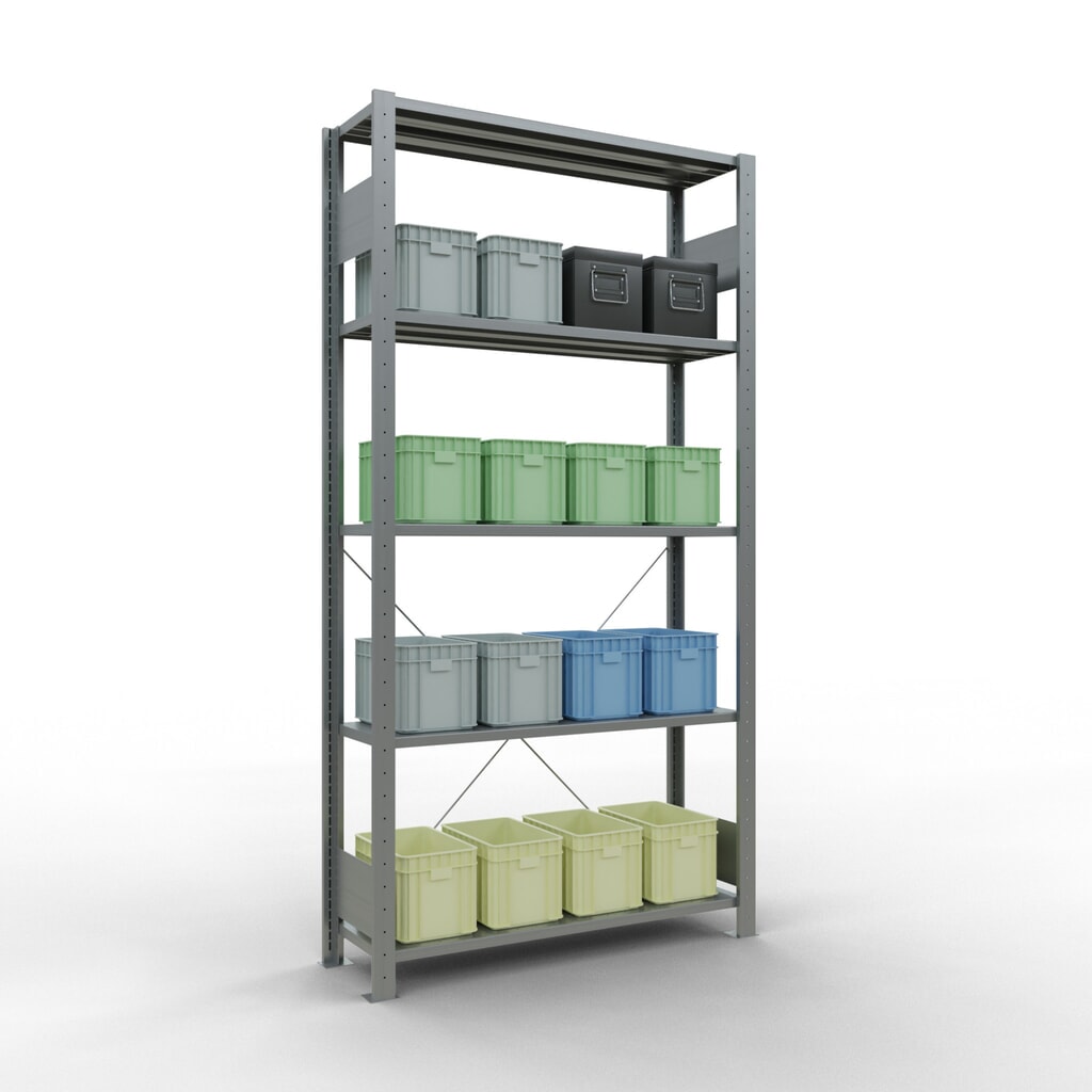 SCHULTE Rayonnage à tablettes galvanisé avec 5 tablettes en tôle d’acier, charge par tablette 150 kg, HxlxP 2 000 x 1 060 x 336 mm N° de l'image du produit 4 : SCHULTE Rayonnage à tablettes galvanisé avec 5 tablettes en tôle d’acier, charge par tablette 150 kg, HxlxP 2 000 x 1 060 x 336 mm