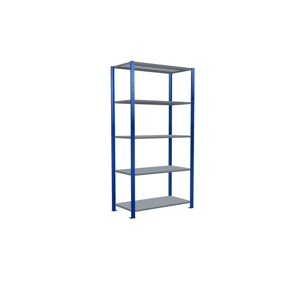 SCHULTE Rayonnage à tablettes, bleu gentiane / galvanisé, avec 5 tablettes en tôle d’acier, charge par tablette 150 kg, HxlxP 2 000 x 1 060 x 536 mm N° de l'image du produit 5 : SCHULTE Rayonnage à tablettes, bleu gentiane / galvanisé, avec 5 tablettes en tôle d’acier, charge par tablette 150 kg, HxlxP 2 000 x 1 060 x 536 mm