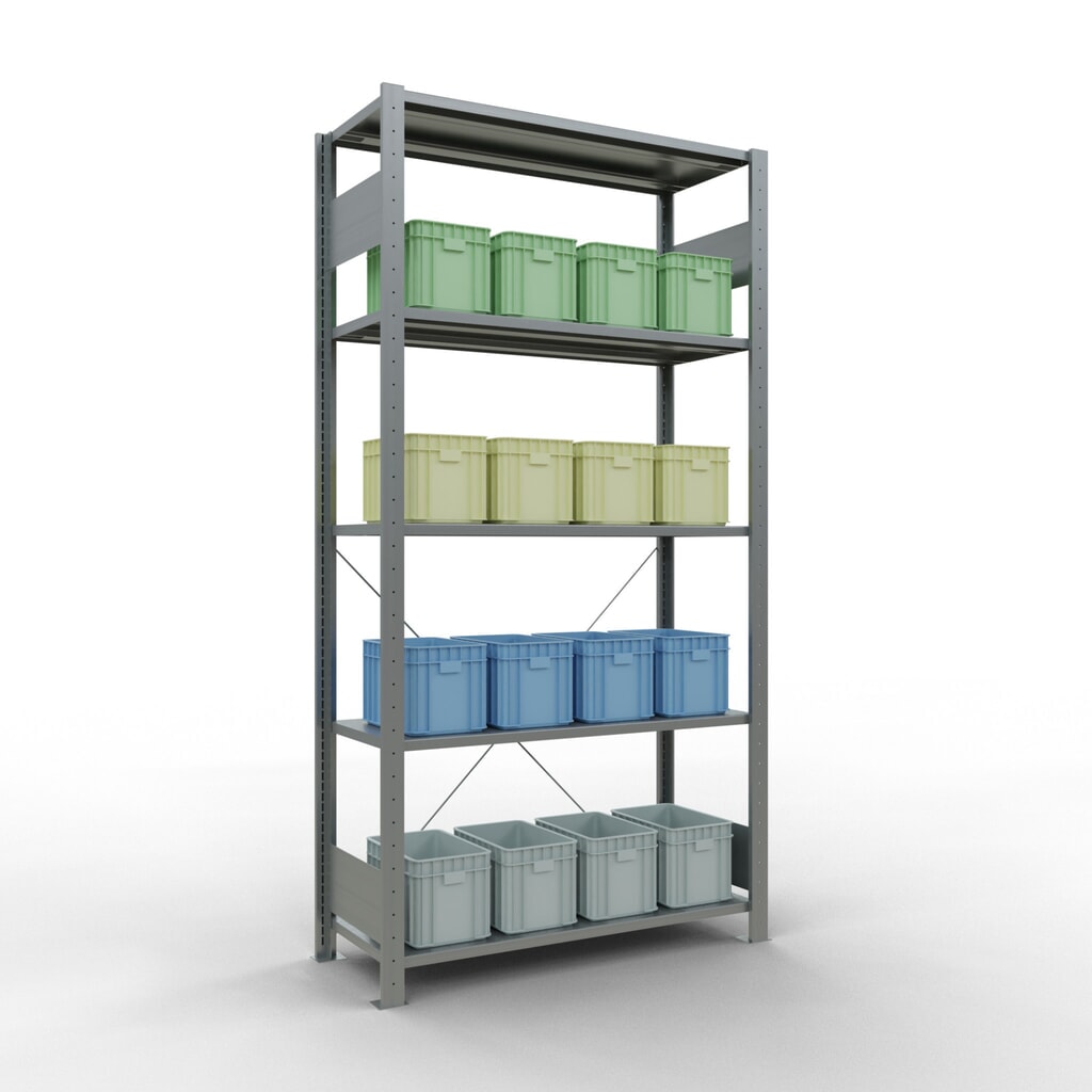 SCHULTE Rayonnage à tablettes galvanisé avec 5 tablettes en tôle d’acier, charge par tablette 150 kg, HxlxP 2 000 x 1 060 x 436 mm N° de l'image du produit 3 : SCHULTE Rayonnage à tablettes galvanisé avec 5 tablettes en tôle d’acier, charge par tablette 150 kg, HxlxP 2 000 x 1 060 x 436 mm