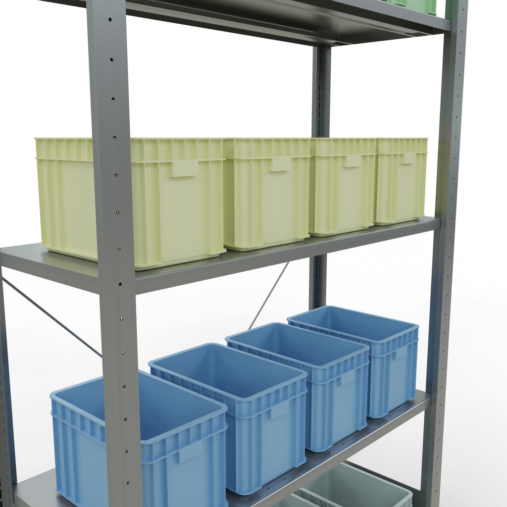 SCHULTE Rayonnage à tablettes galvanisé avec 5 tablettes en tôle d’acier, charge par tablette 150 kg, HxlxP 2 000 x 1 060 x 436 mm N° de l'image du produit 4 : SCHULTE Rayonnage à tablettes galvanisé avec 5 tablettes en tôle d’acier, charge par tablette 150 kg, HxlxP 2 000 x 1 060 x 436 mm