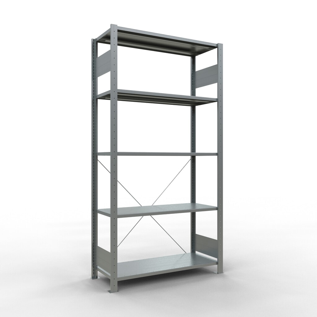 SCHULTE Rayonnage à tablettes galvanisé avec 5 tablettes en tôle d’acier, charge par tablette 150 kg, HxlxP 2 000 x 1 060 x 436 mm Illustration du produit: SCHULTE Rayonnage à tablettes galvanisé avec 5 tablettes en tôle d’acier, charge par tablette 150 kg, HxlxP 2 000 x 1 060 x 436 mm