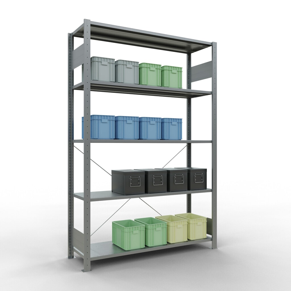 SCHULTE Rayonnage à tablettes galvanisé avec 5 tablettes en tôle d’acier, charge par tablette 150 kg, HxlxP 2 000 x 1 360 x 436 mm N° de l'image du produit 3 : SCHULTE Rayonnage à tablettes galvanisé avec 5 tablettes en tôle d’acier, charge par tablette 150 kg, HxlxP 2 000 x 1 360 x 436 mm
