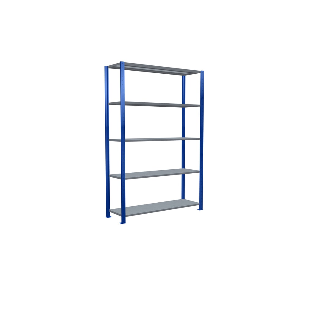 N° de l'image du produit 2 : SCHULTE Rayonnage à tablettes, bleu gentiane / galvanisé, avec 5 tablettes en tôle d’acier, charge par tablette 150 kg, HxlxP 2 000 x 1 360 x 436 mm