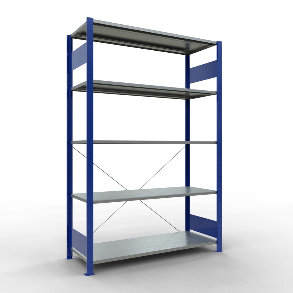 SCHULTE Rayonnage à tablettes, bleu gentiane / galvanisé, avec 5 tablettes en tôle d’acier, charge par tablette 150 kg, HxlxP 2 000 x 1 360 x 536 mm Illustration du produit: SCHULTE Rayonnage à tablettes, bleu gentiane / galvanisé, avec 5 tablettes en tôle d’acier, charge par tablette 150 kg, HxlxP 2 000 x 1 360 x 536 mm