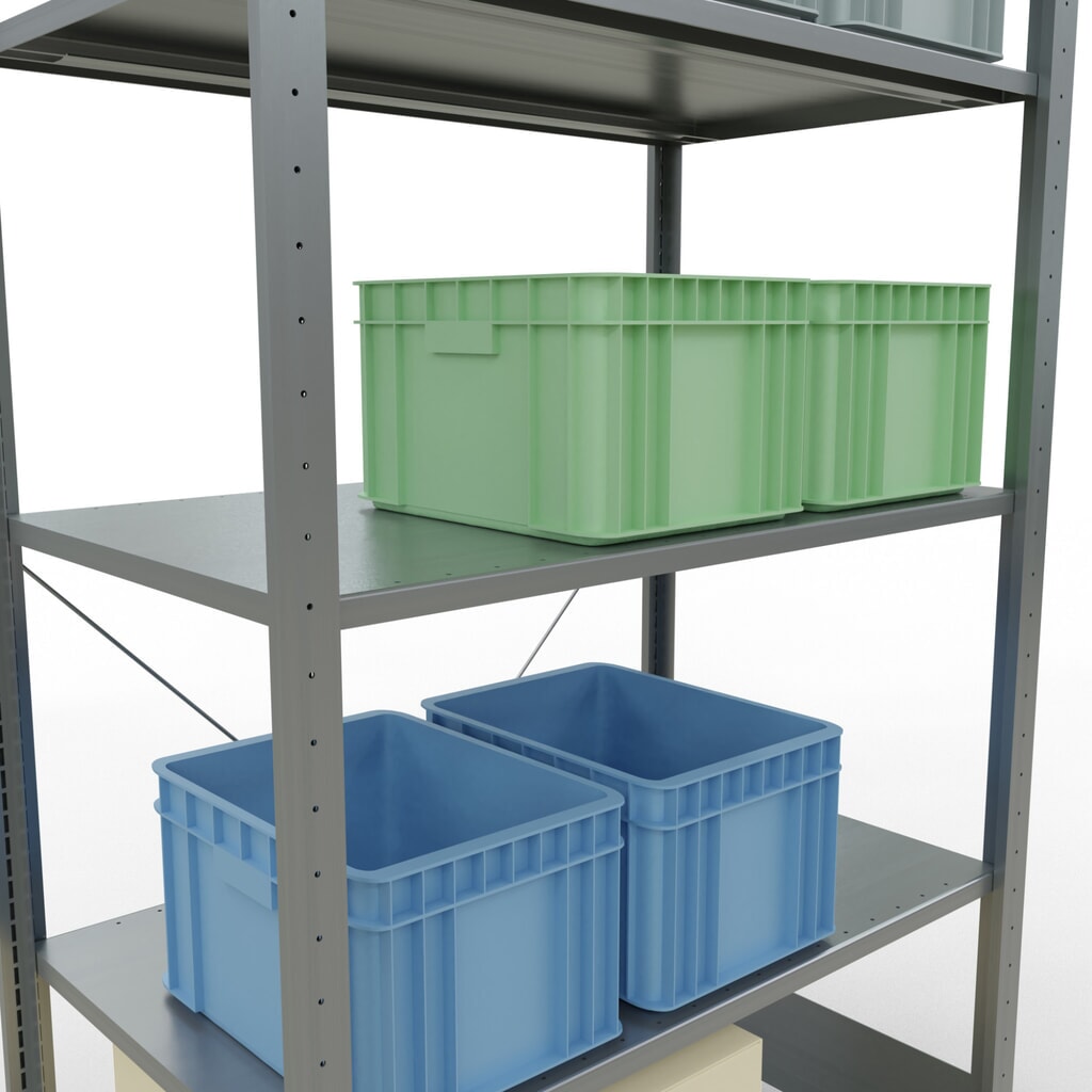 N° de l'image du produit 4 : SCHULTE Rayonnage à tablettes galvanisé avec 5 tablettes en tôle d’acier, charge par tablette 150 kg, HxlxP 2 000 x 1 060 x 636 mm
