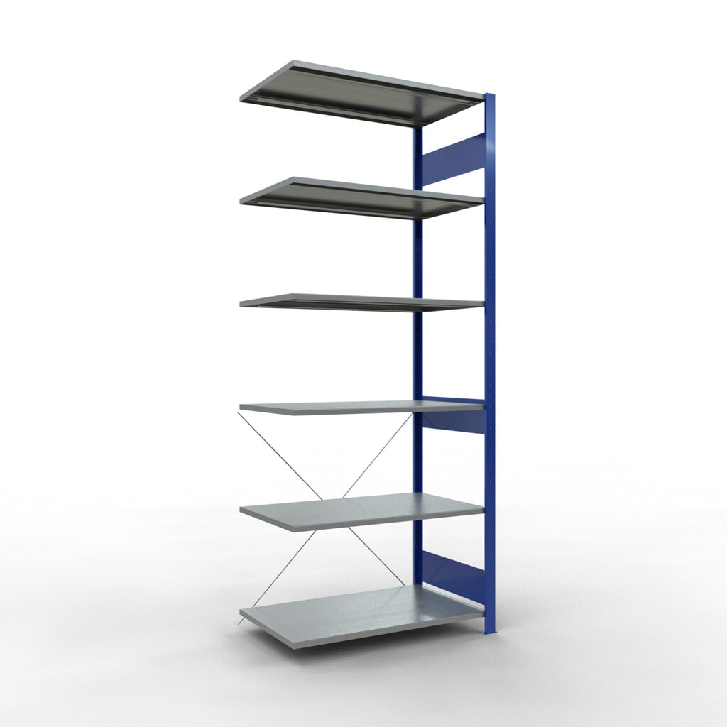 Illustration du produit: Rayonnage à tablettes SCHULTE, système enfichable, travée auxiliaire, CT 150 kg, bleu gentiane/galvanisé, H x l x P 2 500 x 1 000 x 600 mm