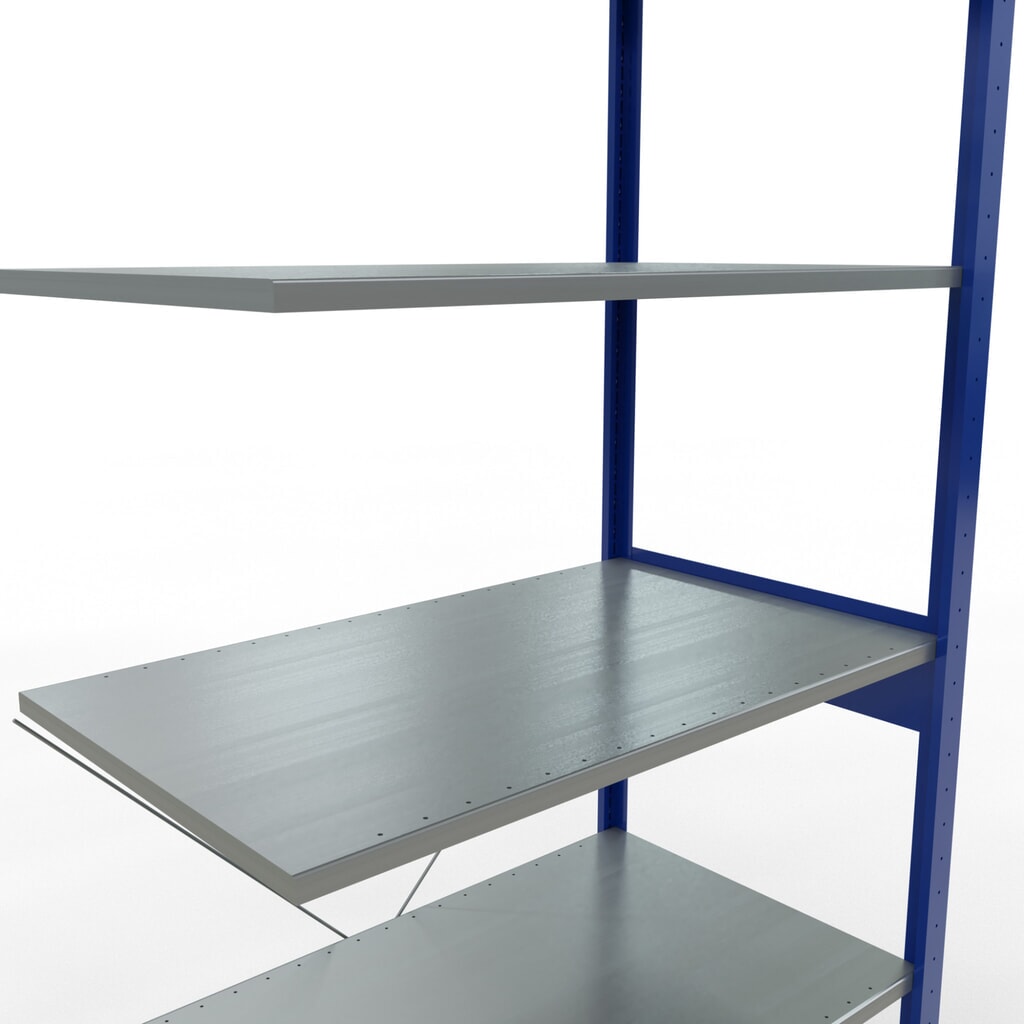 N° de l'image du produit 2 : Rayonnage à tablettes SCHULTE, système enfichable, travée auxiliaire, CT 150 kg, bleu gentiane/galvanisé, H x l x P 2 500 x 1 000 x 600 mm
