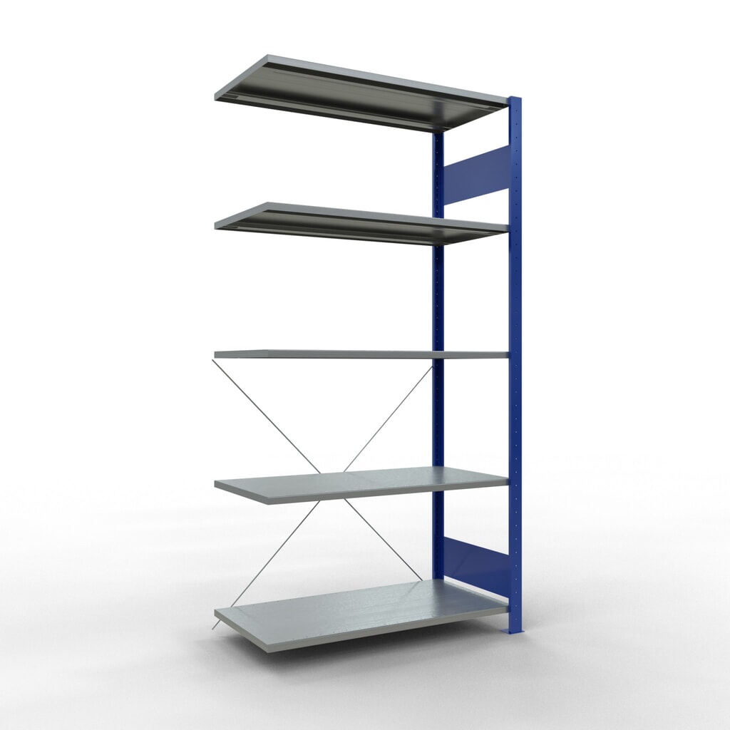 Illustration du produit: Rayonnage à tablettes SCHULTE, système enfichable, travée auxiliaire, CT 150 kg, bleu gentiane/galvanisé, H x l x P 2 000 x 1 000 x 500 mm