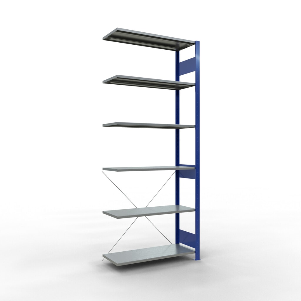 Illustration du produit: Rayonnage à tablettes SCHULTE, système enfichable, travée auxiliaire, CT 150 kg, bleu gentiane/galvanisé, H x l x P 2 500 x 1 000 x 400 mm