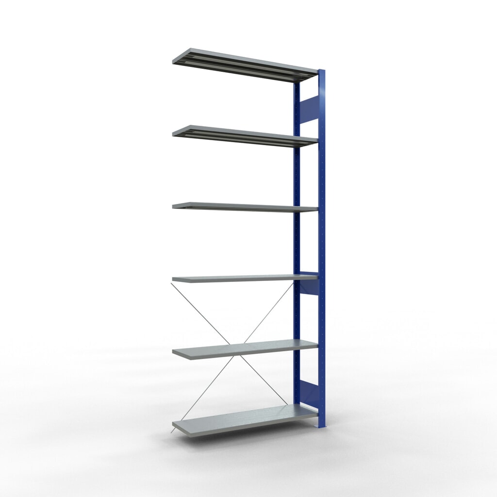 Illustration du produit: Rayonnage à tablettes SCHULTE, système enfichable, travée auxiliaire, CT 150 kg, bleu gentiane/galvanisé, H x l x P 2 500 x 1 000 x 300 mm