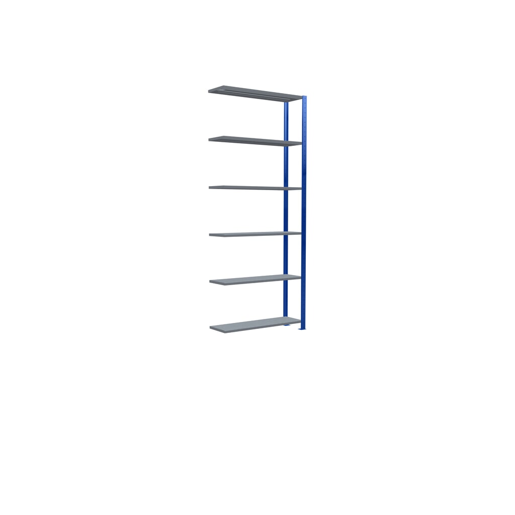 Rayonnage à tablettes SCHULTE, système enfichable, travée auxiliaire, CT 150 kg, bleu gentiane/galvanisé, H x l x P 2 500 x 1 000 x 300 mm N° de l'image du produit 5 : Rayonnage à tablettes SCHULTE, système enfichable, travée auxiliaire, CT 150 kg, bleu gentiane/galvanisé, H x l x P 2 500 x 1 000 x 300 mm