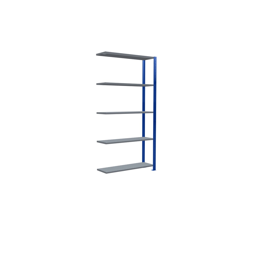 N° de l'image du produit 5 : Rayonnage à tablettes SCHULTE, système enfichable, travée auxiliaire, CT 150 kg, bleu gentiane/galvanisé, H x l x P 2 000 x 1 000 x 300 mm