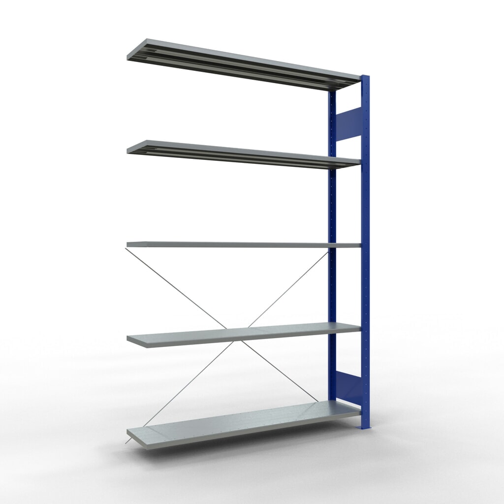 Illustration du produit: Rayonnage à tablettes SCHULTE, système enfichable, travée auxiliaire, CT 150 kg, bleu gentiane/galvanisé, H x l x P 2 000 x 1 300 x 300 mm