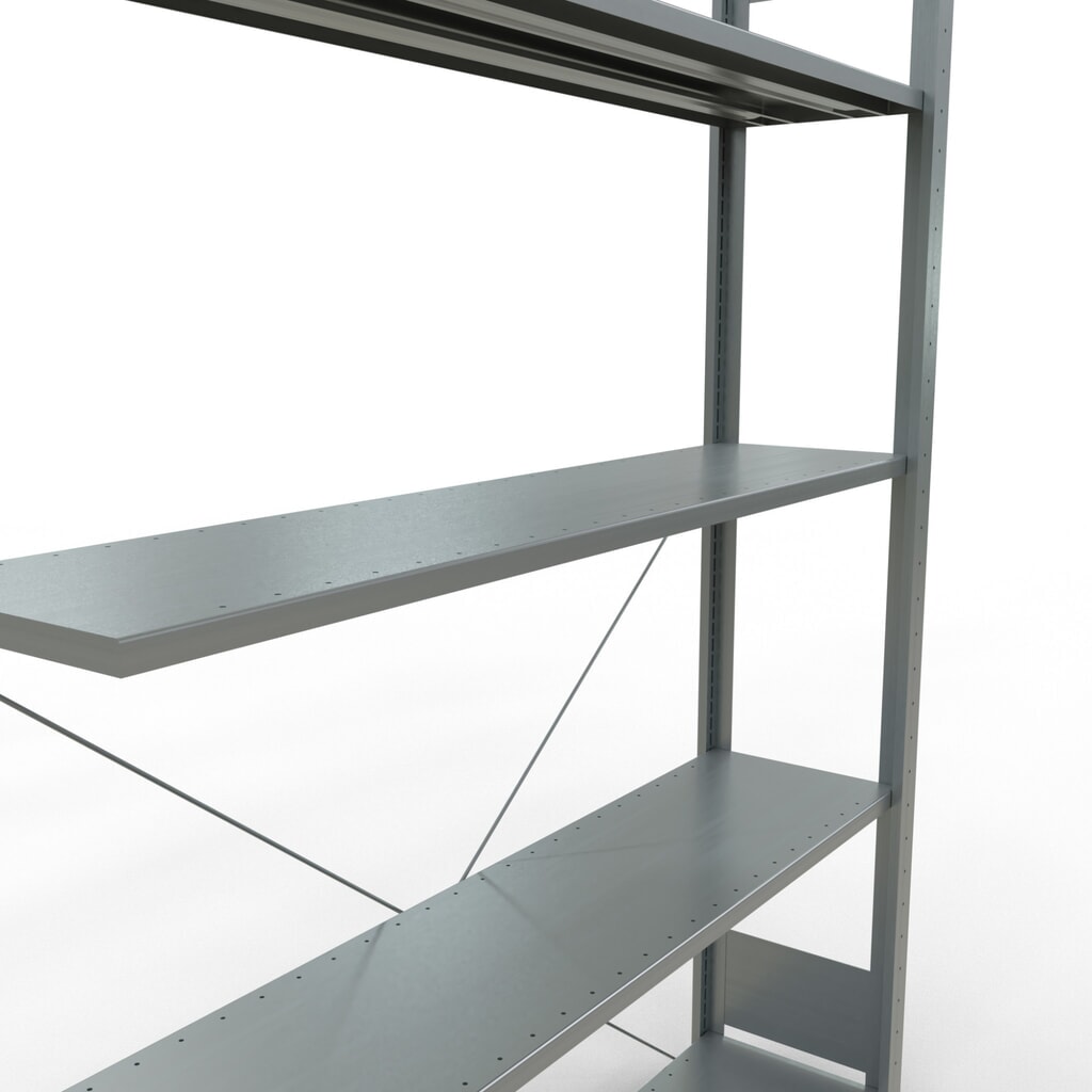 Rayonnage à tablettes SCHULTE, système enfichable, travée auxiliaire, CT 150 kg, galvanisé, H x l x P 2 000 x 1 300 x 300 mm N° de l'image du produit 2 : Rayonnage à tablettes SCHULTE, système enfichable, travée auxiliaire, CT 150 kg, galvanisé, H x l x P 2 000 x 1 300 x 300 mm