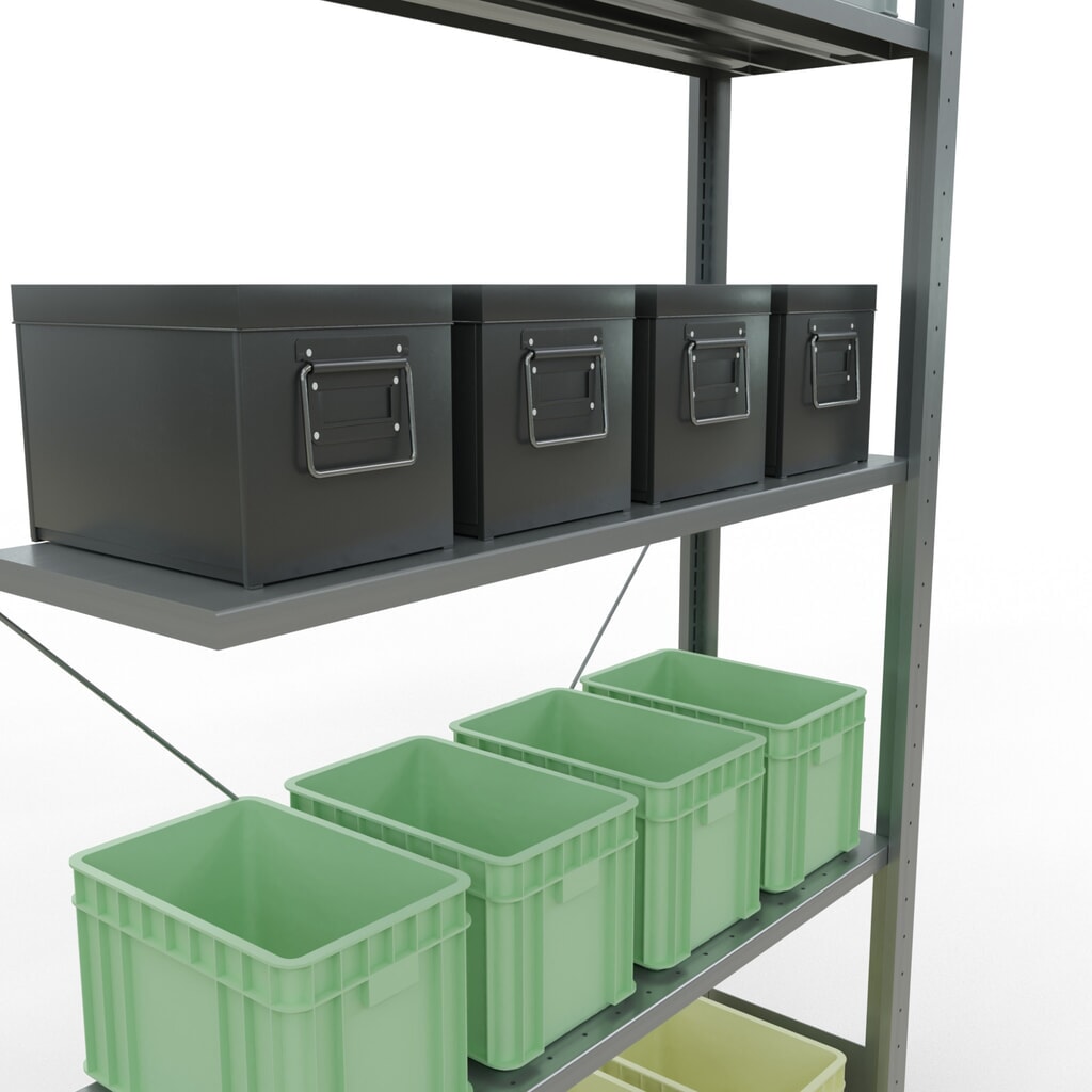 N° de l'image du produit 3 : Rayonnage à tablettes SCHULTE, système enfichable, travée auxiliaire, CT 150 kg, galvanisé, H x l x P 2 000 x 1 000 x 300 mm