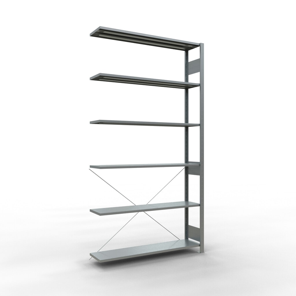 Illustration du produit: Rayonnage à tablettes SCHULTE, système enfichable, travée auxiliaire, CT 150 kg, galvanisé, H x l x P 2 500 x 1 300 x 300 mm