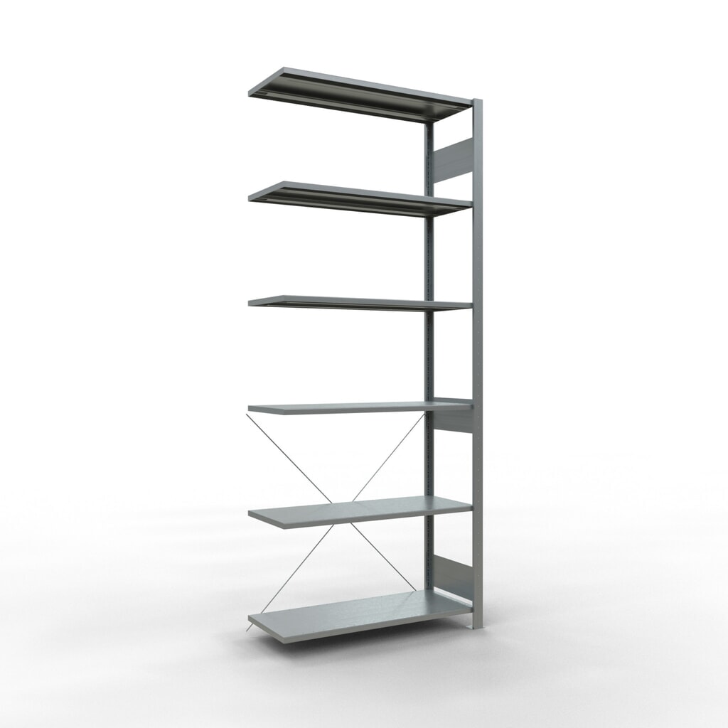 Illustration du produit: Rayonnage à tablettes SCHULTE, système enfichable, travée auxiliaire, CT 150 kg, galvanisé, H x l x P 2 500 x 1 000 x 400 mm