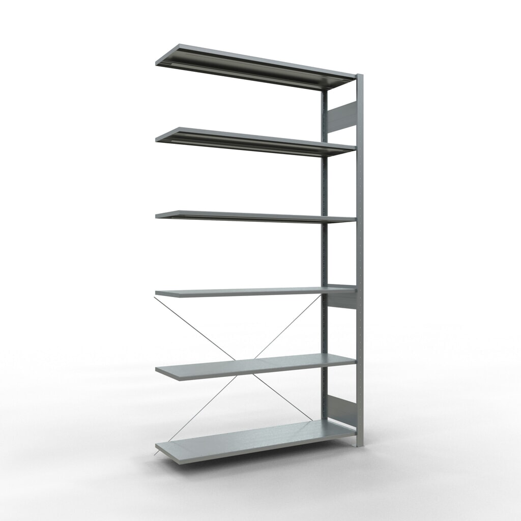 Illustration du produit: Rayonnage à tablettes SCHULTE, système enfichable, travée auxiliaire, CT 150 kg, galvanisé, H x l x P 2 500 x 1 300 x 400 mm