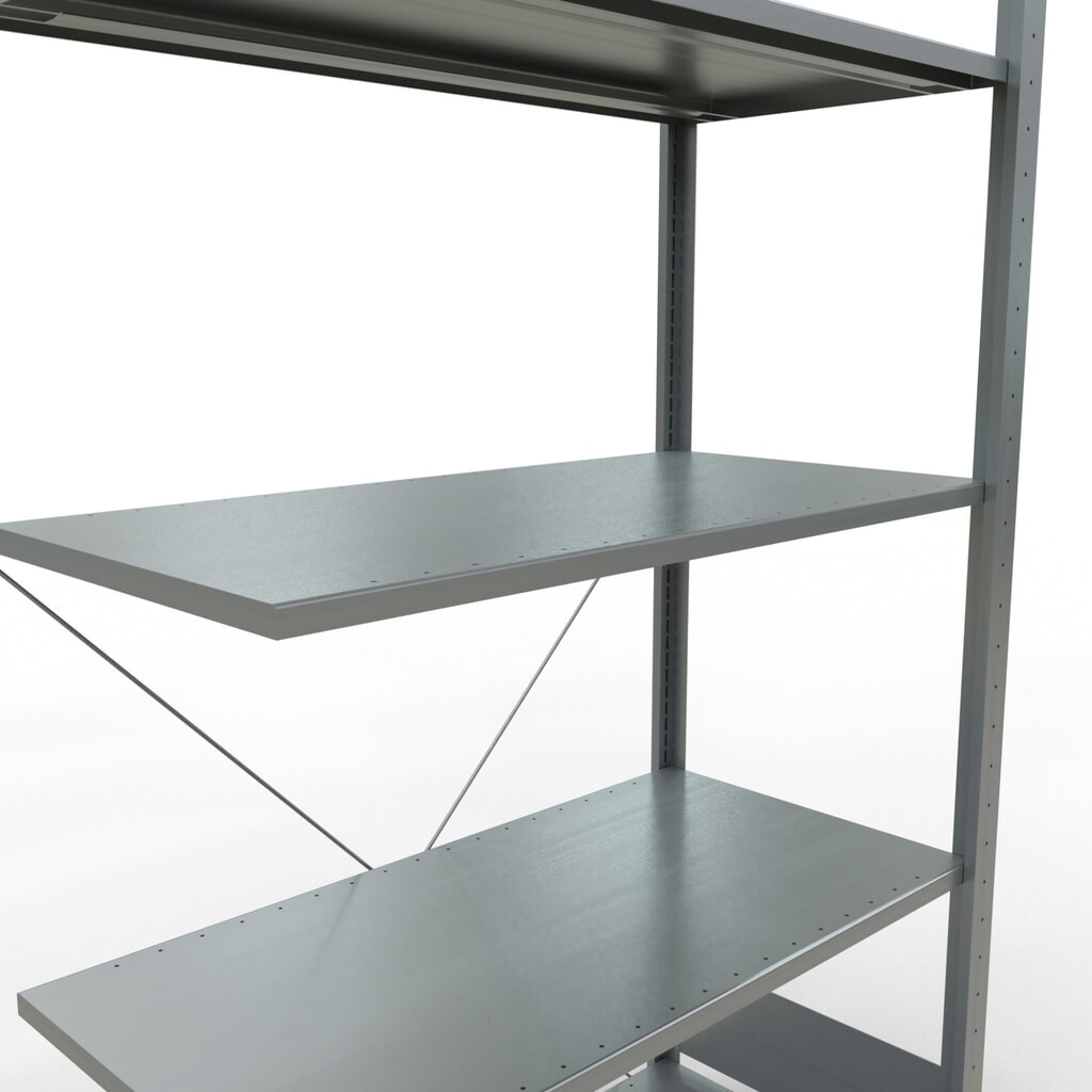 Rayonnage à tablettes SCHULTE, système enfichable, travée auxiliaire, CT 150 kg, galvanisé, H x l x P 2 000 x 1 000 x 500 mm N° de l'image du produit 5 : Rayonnage à tablettes SCHULTE, système enfichable, travée auxiliaire, CT 150 kg, galvanisé, H x l x P 2 000 x 1 000 x 500 mm